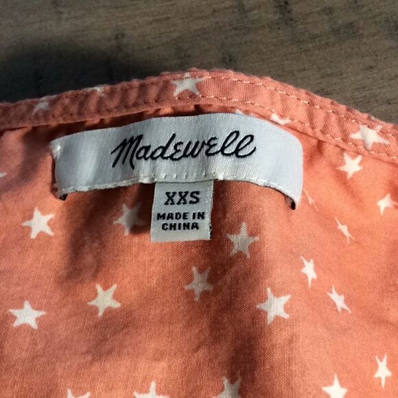 Madewell Apricot Stars Cotton Crop Wrap Blouse XXS - Picture 9 of 10